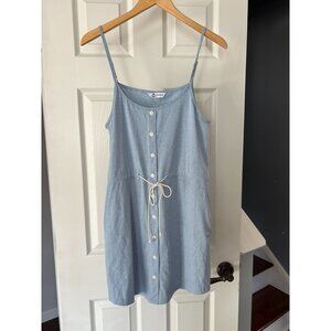 Cupshe Button Front Sundress Small S Blue White Striped Tie Waist Summer Beach